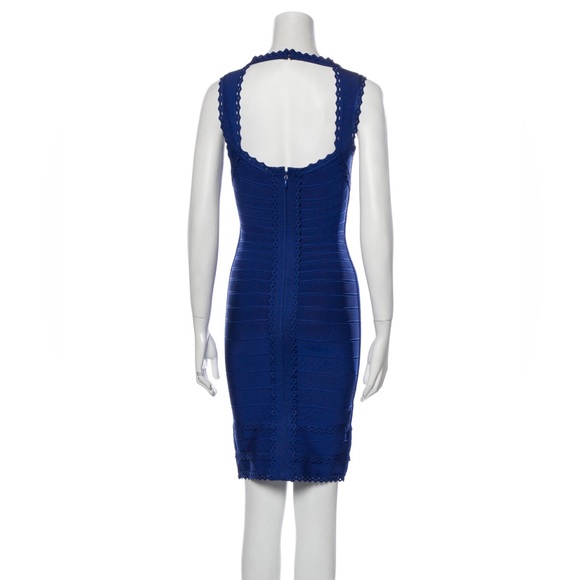 Stunning Blue Herve Leger Amelia Sheath Dress - Picture 3 of 4